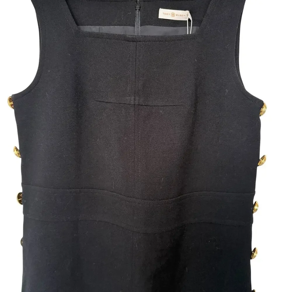 Tory Burch Black Side-Button Shift Dress Size 12 NWT